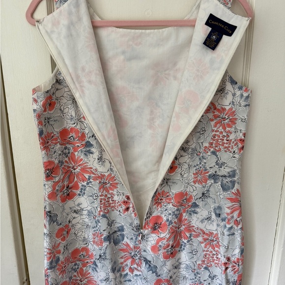 Charter Club Floral Cotton Sheath Dress Size 12 Coral & Gray Bloom - Picture 4 of 10